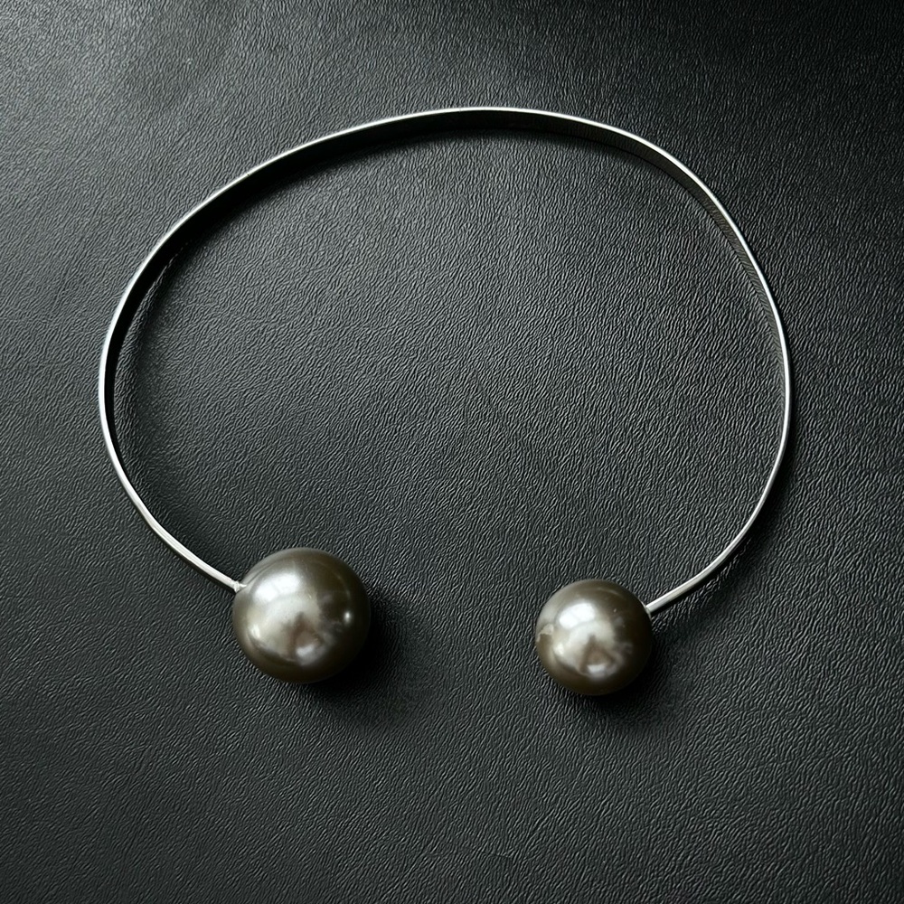 Unique Silver Tone Collar Statement Necklace Goth… - image 1